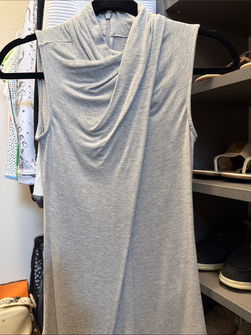 Tahari Sleeveless Draped Neck Women’s Gray Dress